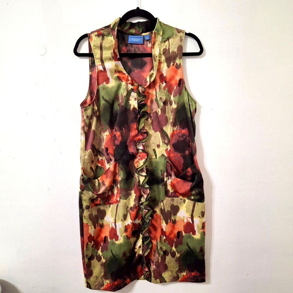 Simply Vera Vera Wang Floral Ruffle Shift Dress Pockets Size 16 Cottagecore